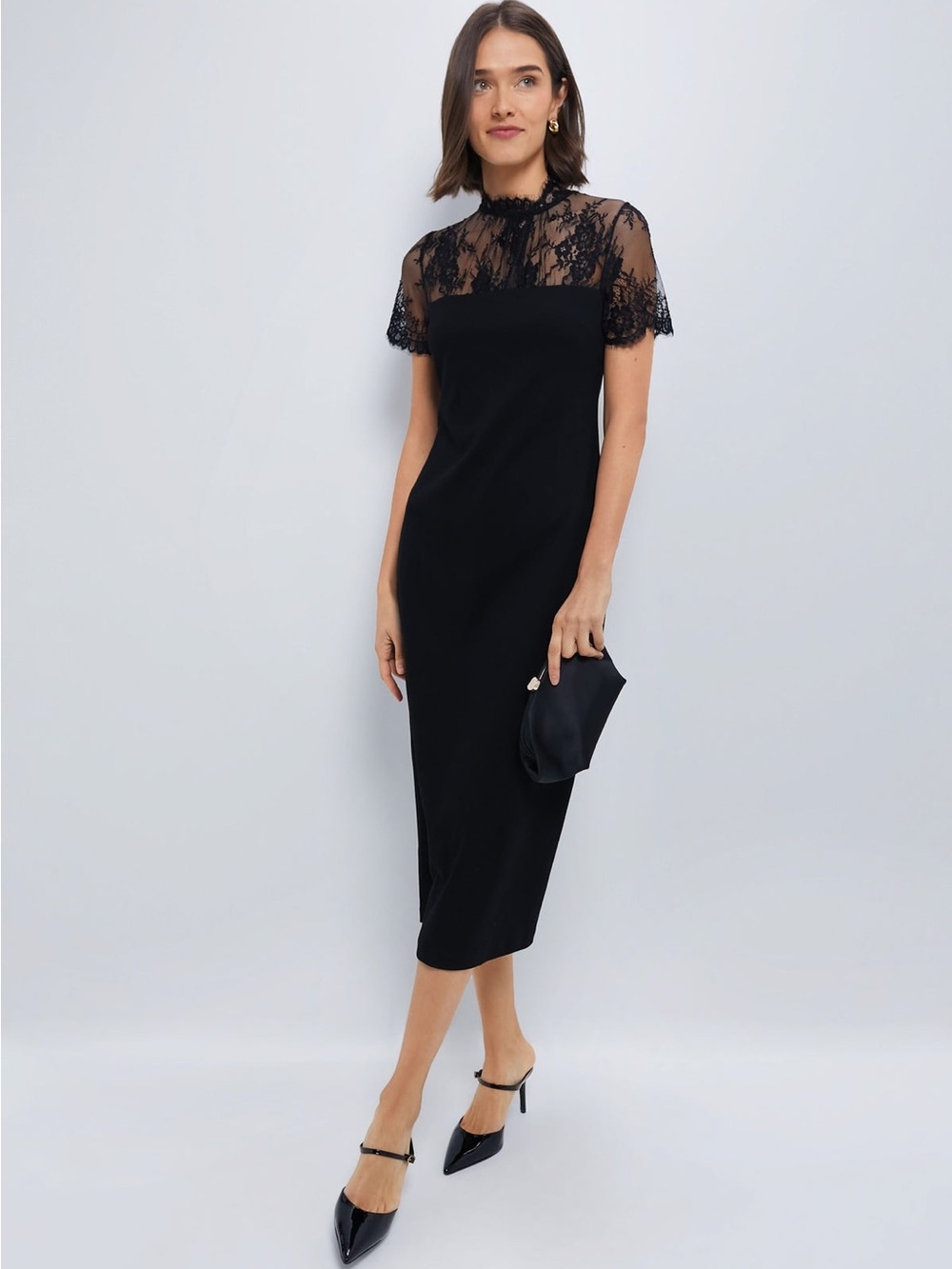 Hyacinth House Black Lace Agatha Midi Dress Size Small
